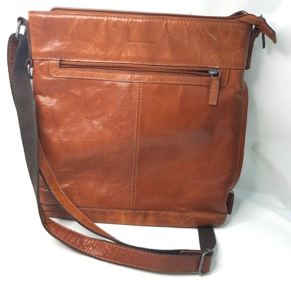 Jack Georges Voyager Collection Crossbody Bag Brown Genuine Leather